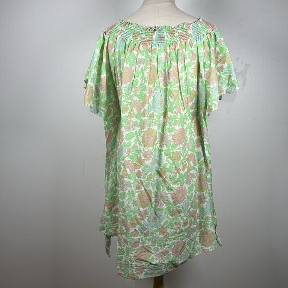 Manoush Women's Smocked Floral Mini Sundress Dress Green Size 38 US 6 M - Picture 4 of 9